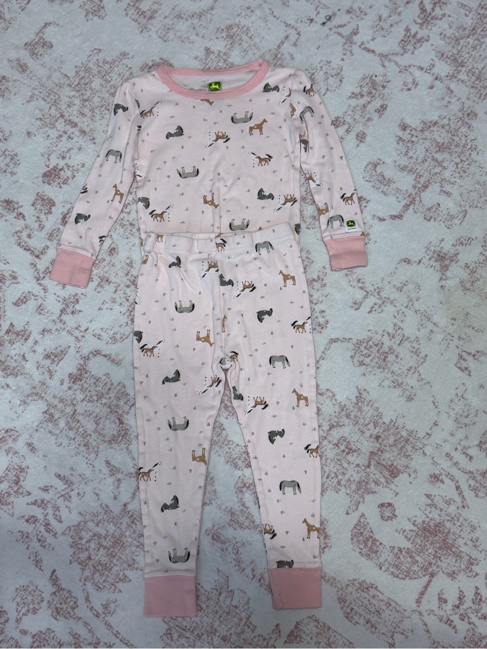 John Deere Pink Animal Print Kids Pajama Set
